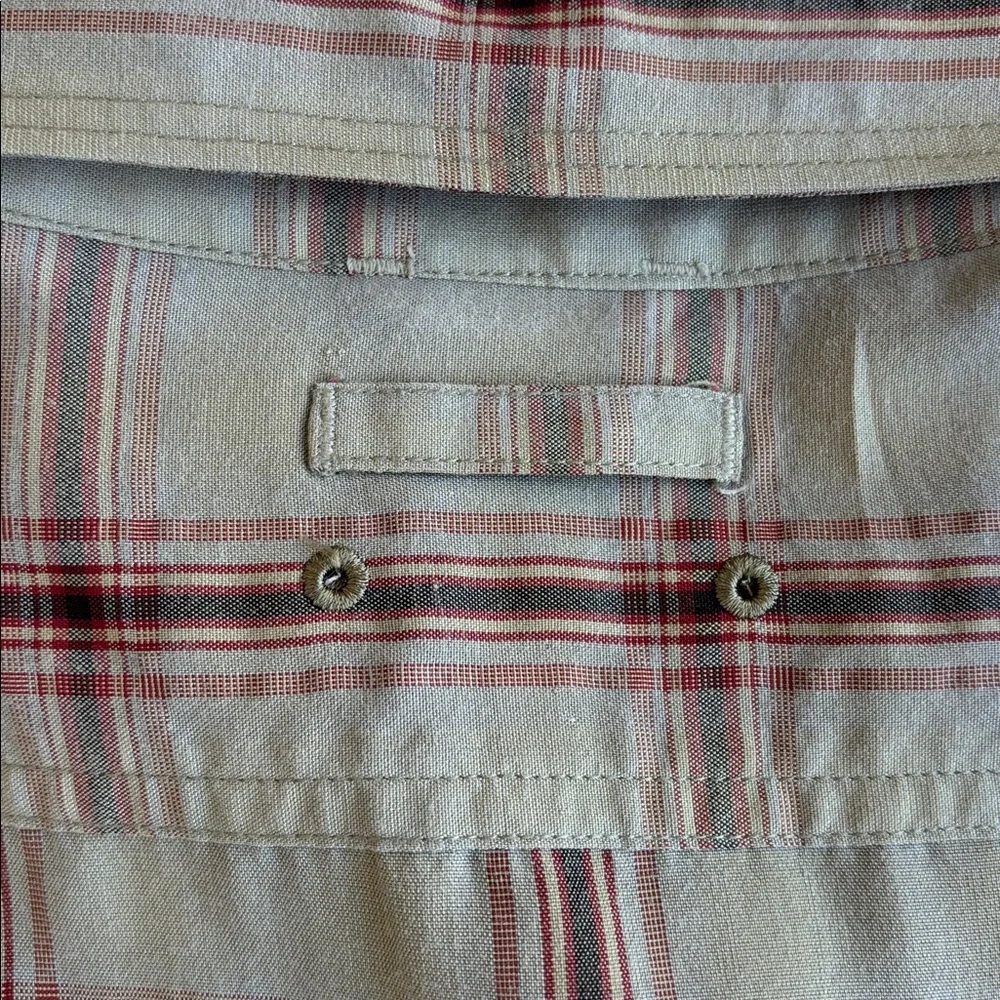 North Face Polyester Blend Green Plaid‎ Shirt Zip Pocket Outdoors Work Mens XL